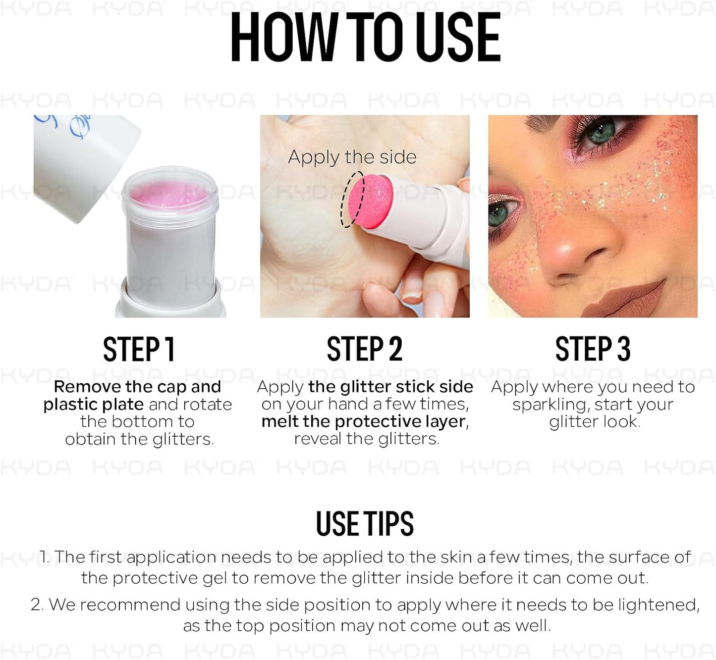 KYDA Body Glitter Stick, Chunky Glitter Gel for Face Body Hair, Sparkling Holographic Mermaid Sequins Paint, Waterproof Multiuse Makeup Glitter Gel,Purple