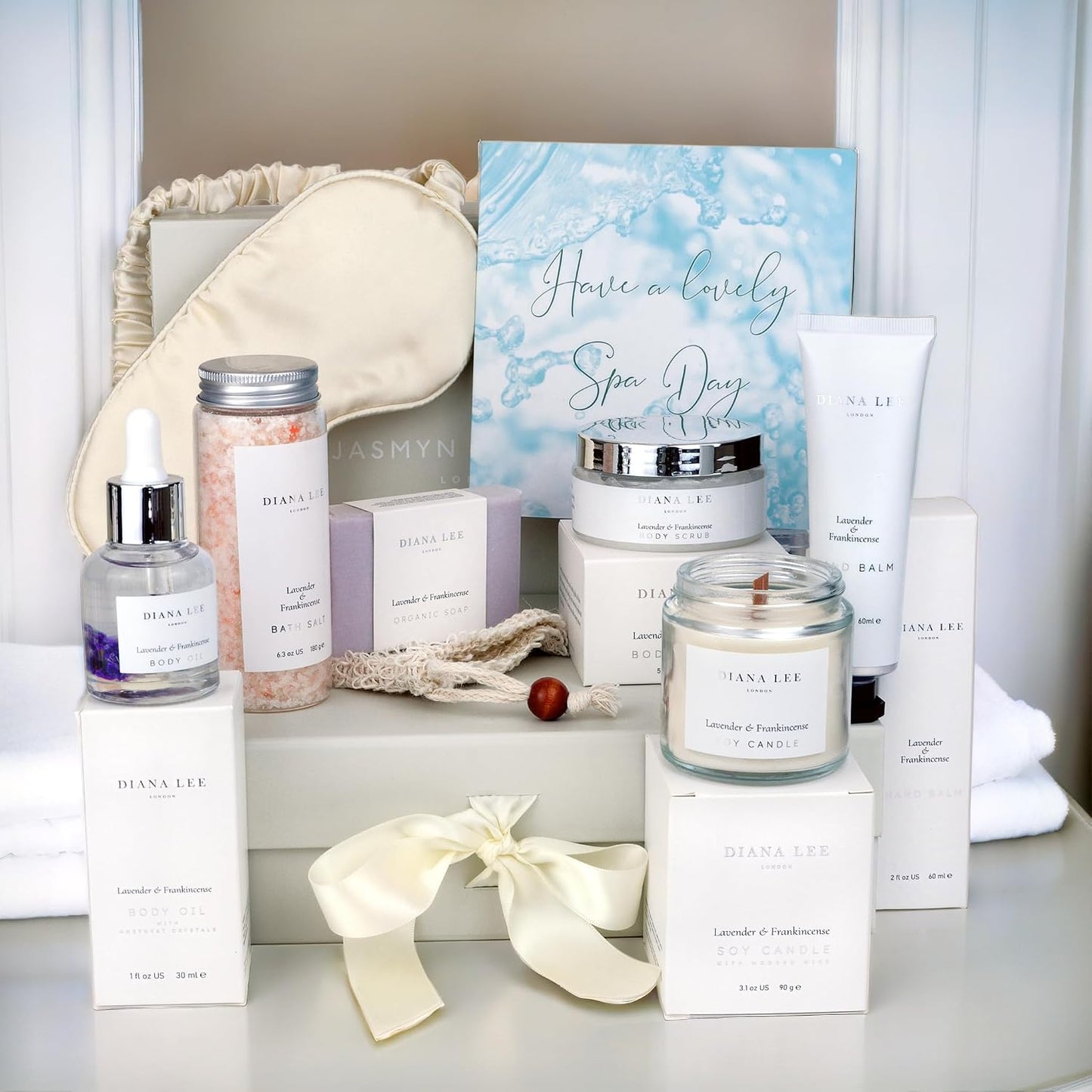 Jasmyn &amp; Greene Relaxation Birthday Gifts for Women - Luxury Pamper Hamper Bath Set Gifts for Her with Lavender. Spa Sets for Mum with Organic Self Care Presents. Pamper Gift for Womens Birthday