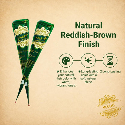 Shahi 100% Natural Henna Cones, Ready to Use Organic Henna Paste Cones, Mehandi Cone Made From Triple Sifted Henna Leaf Powder, Long-lasting Henna Paste for Festivals, Chemical-free (Pack of 3)