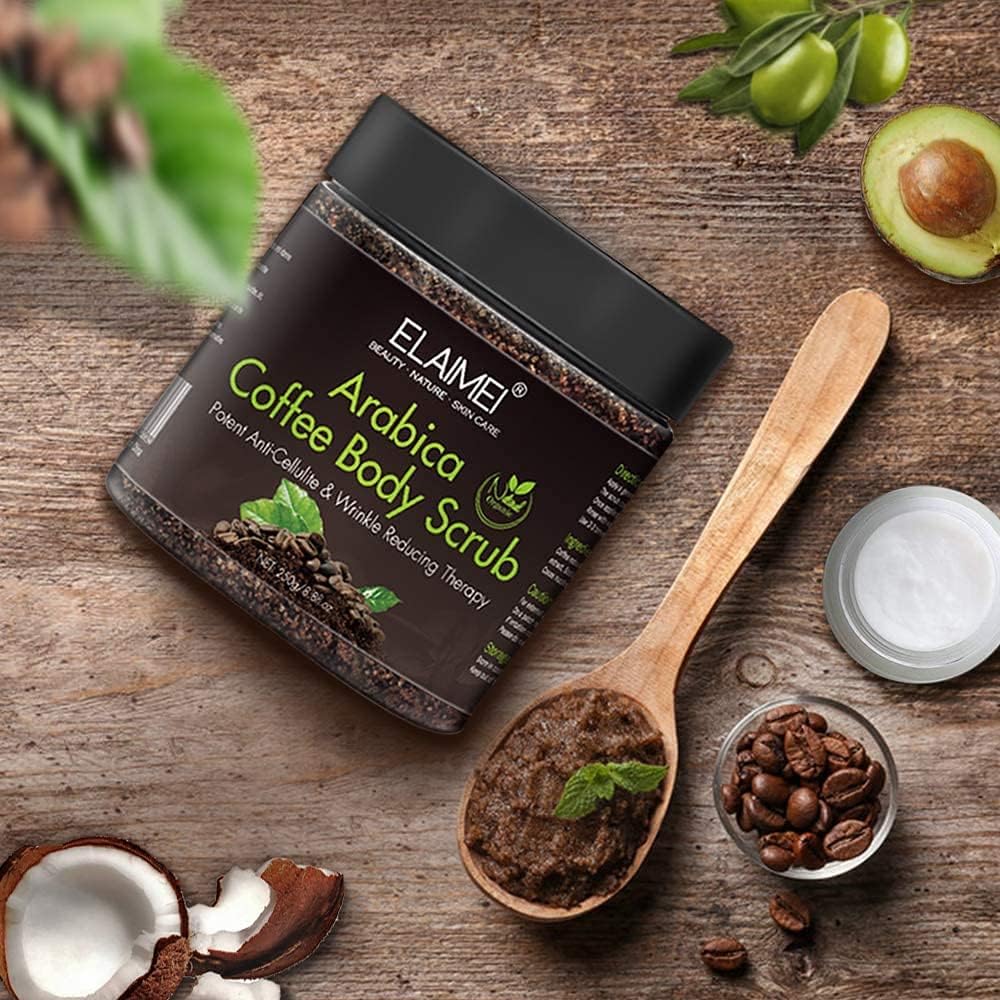 Natural Coffee Scrub with Organic Coffee Body Scrub, Best Acne, Anti Cellulite and Stretch Mark treatment, Spider Vein Therapy for Varicose Veins &amp; Eczema