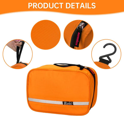 Hanging Toiletry Bag Waterproof, Large Man Wash Bags for Men, Travel Toiletry Bag Folding Portable Toiletries Bag for Men &amp; Women with 4 Compartments, Orange, 28 x 12 x 21cm