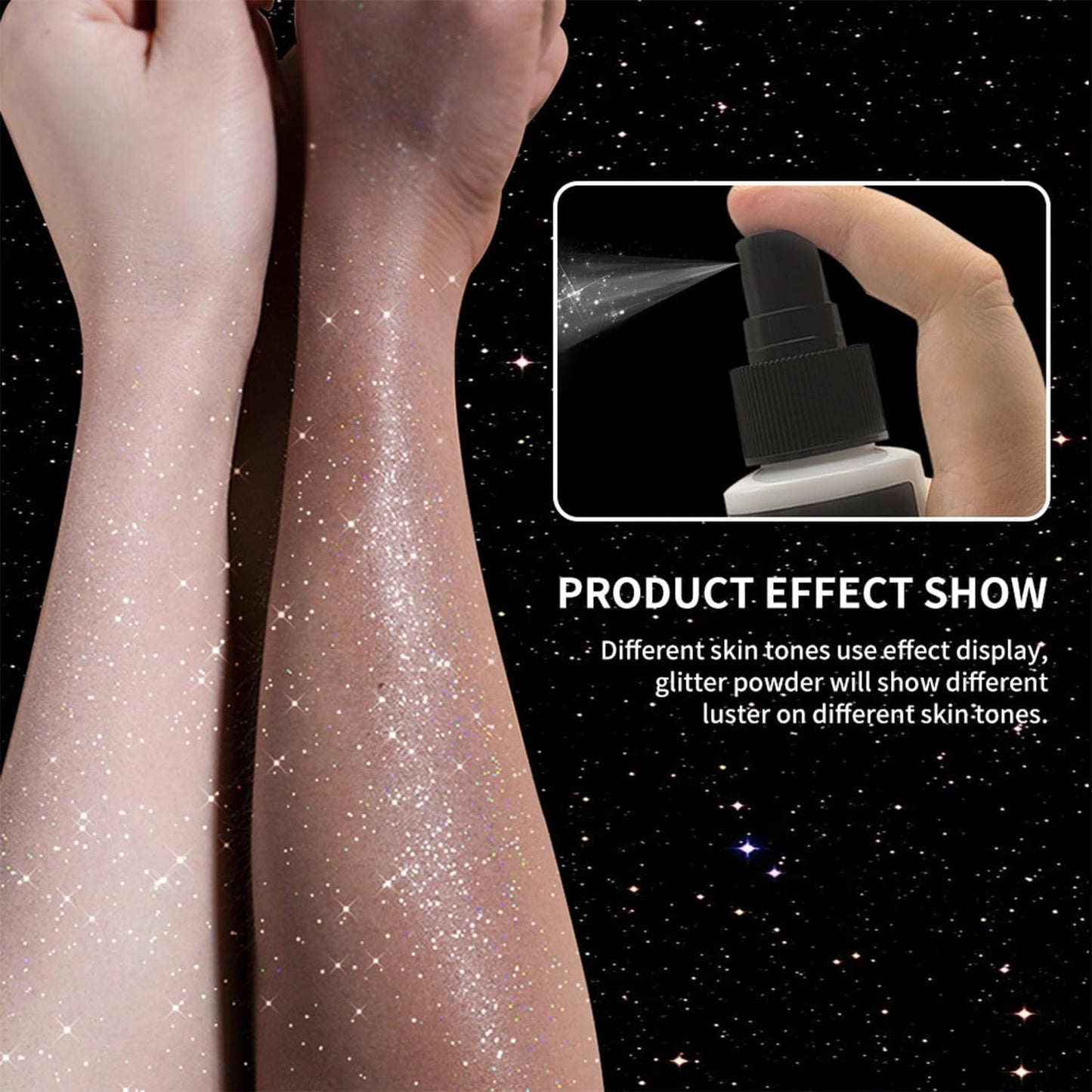 Long-Lasting Silver Hair and Body Glitter Spray, 100ml Shimmer for Face, Multi-Purpose Party and Makeup