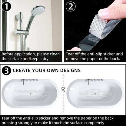 Dimeho Non Slip Strip Stickers, 12 Pcs Anti Slip Shower Grip Stickers Transparent High Adhesive Bath Bathtub Sticker with Scraper for Bathroom, Bath Tub, Shower Room, Stairs, 0.78 × 7.87 Inches