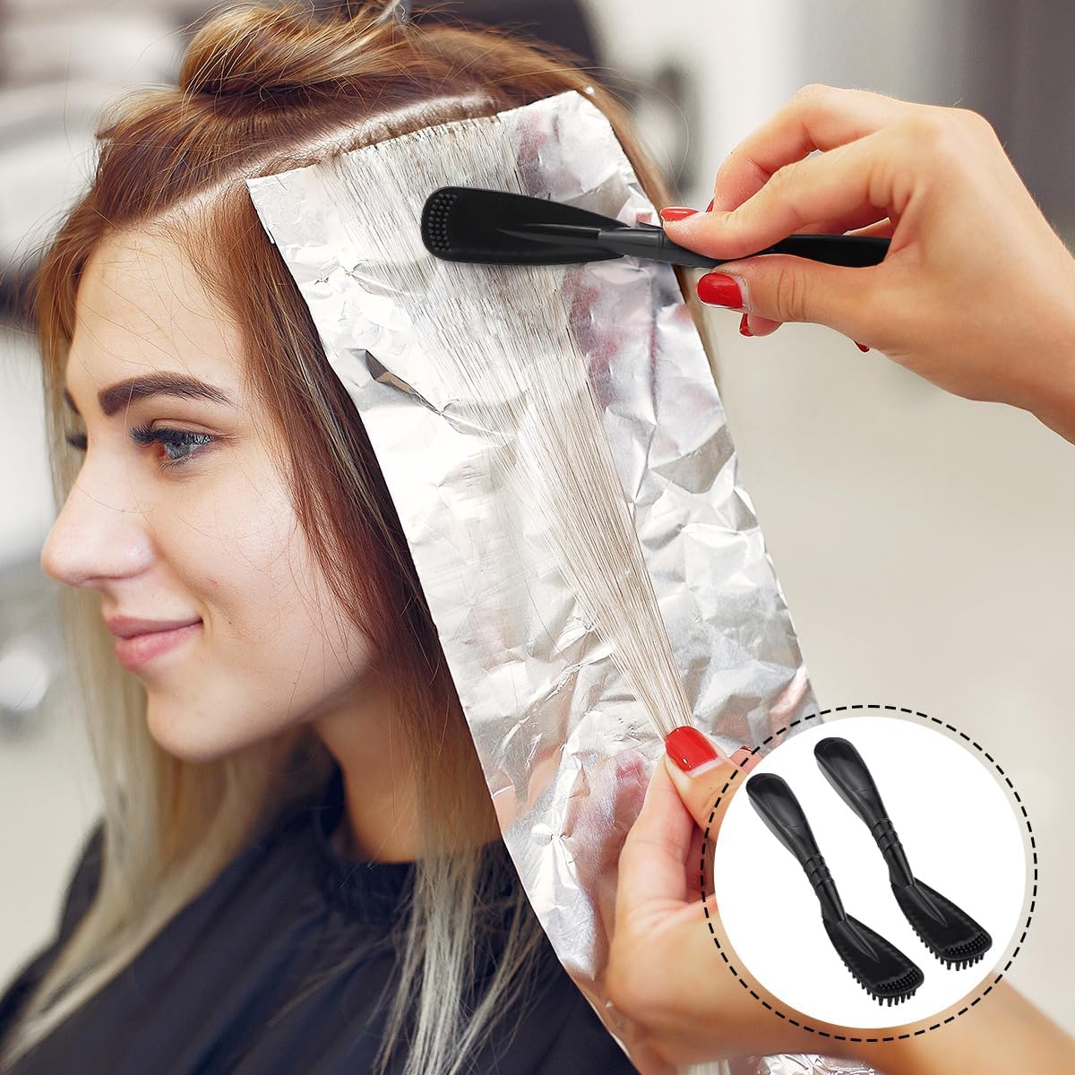 FERCAISH Professional Hair Dye Brushes, 6 Pack, Black, Plastic, Women's Hair Comb, Salon &amp; Home Use, Balayage, Travel-Friendly