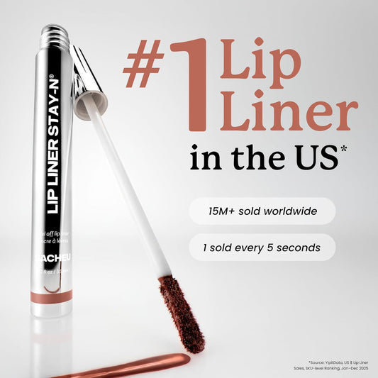Sacheu Lip Liner STAY-N Peel Off Lip Stain - Long Lasting Waterproof Lip Tint with Hyaluronic Acid &amp; Vitamin E – Transfer Proof Matte Finish, Vegan &amp; Cruelty-Free (p-INKED)