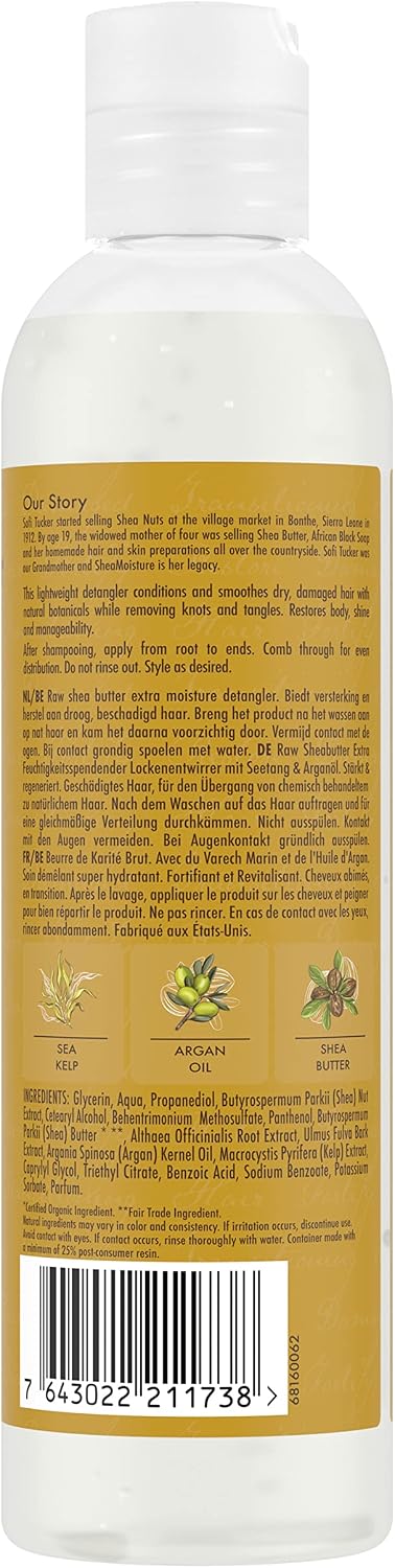 Shea Moisture Raw Shea Butter Extra Moisture Detangler silicone and sulphate free hair detangler for damaged, transitioning hair 237 ml