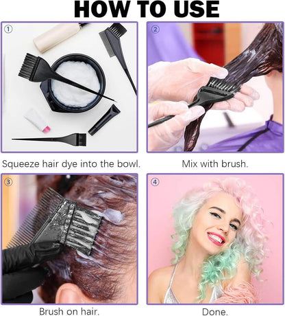 3 Sets Hair Dye Bowl And Brush Kit Hair Dye Bowl Tools For Hair Colouring Kit Hair Dye Brush And Mixing Bowl Set Dying Brushes Tint Comb Set For DIY Salon Hair Coloring Dying Brushes Hair Bleach Kit