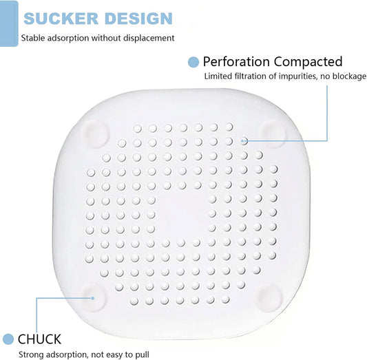 Silicone Drain Protector with Sucker - 4 Pcs | Drain Cover Hair/Food Catcher with Sucker for Bathroom, Kitchen, Shower, Sink Strainer Drain Protector hair catcher (White + Grey)