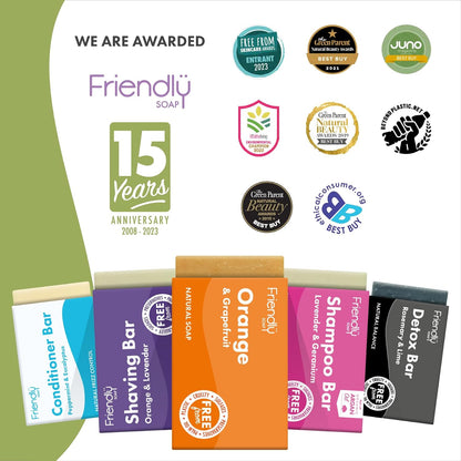 Friendly Soap - Peppermint &amp; Eucalyptus Shampoo Bar (95g), Nourishing, Natural Healthy Shine, Moisturising, Plant-Based, Cruelty-Free, Made By Hand, No SLS or Parabens, Sustainable, Vegan