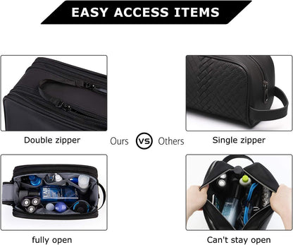 BAGSMART Mens Wash Bag Travel Toiletry Bag Makeup Shower Shaving Organiser for Bathroom Camping Gym - Water Resistant &amp; Wet Dry Seperate, Black
