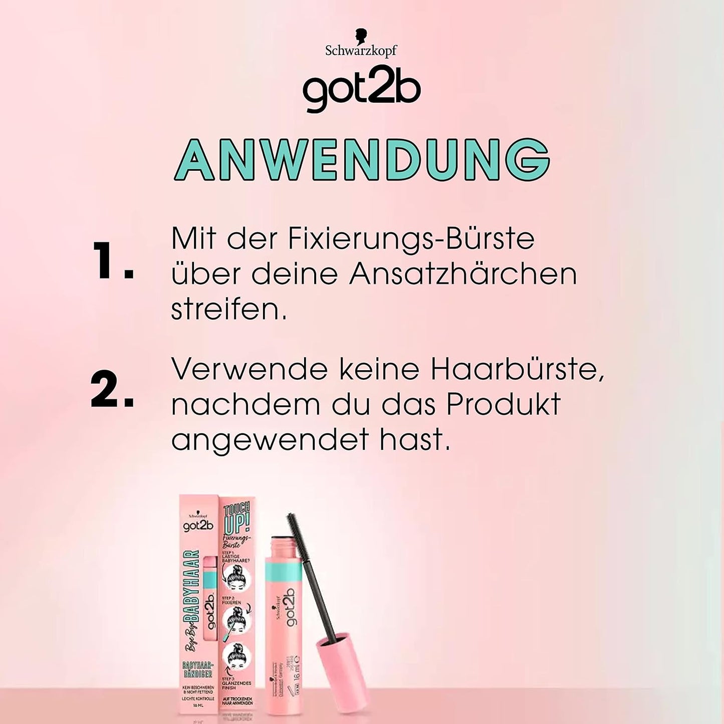 got2b Bye Bye Baby Hair Mascara Brush (16 ml), Brush for Baby Hair Fixing, Shiny Finish, Feather Light, Non-Greasy, Travel-Friendly