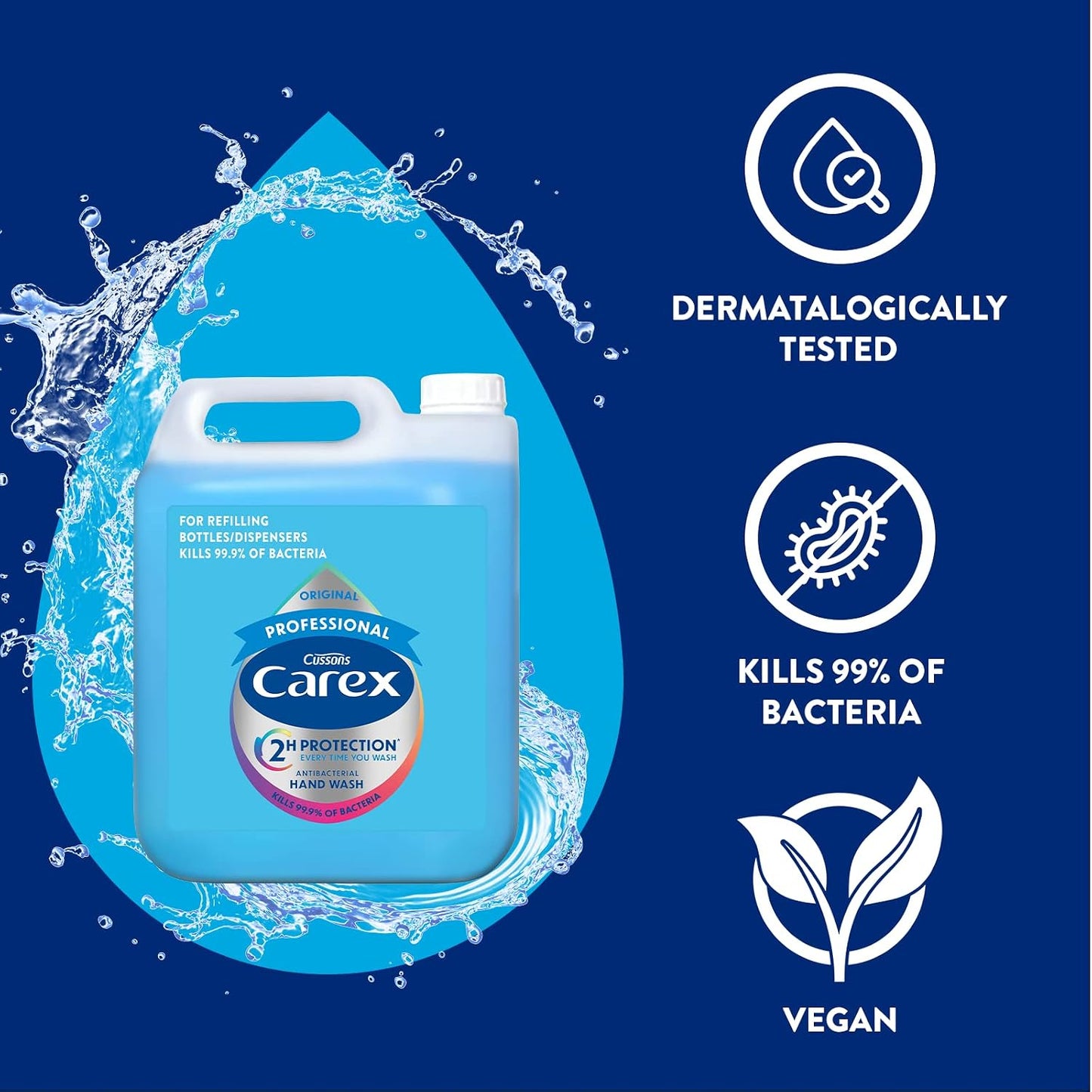 Carex Original Professional Antibacterial Hand Wash - Bulk Buy Eco Refill, Gentle &amp; Effective Liquid Hand Soap (2 X 5L)