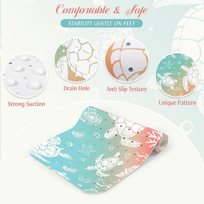 SHUCHING Turtles Bath Mat Non Slip Anti Mould, 100 X 40 cm Extra Long Bathtub Mat Anti Slip, Shower Mat Non Slip Anti Mould for Bathroom Machine Washable