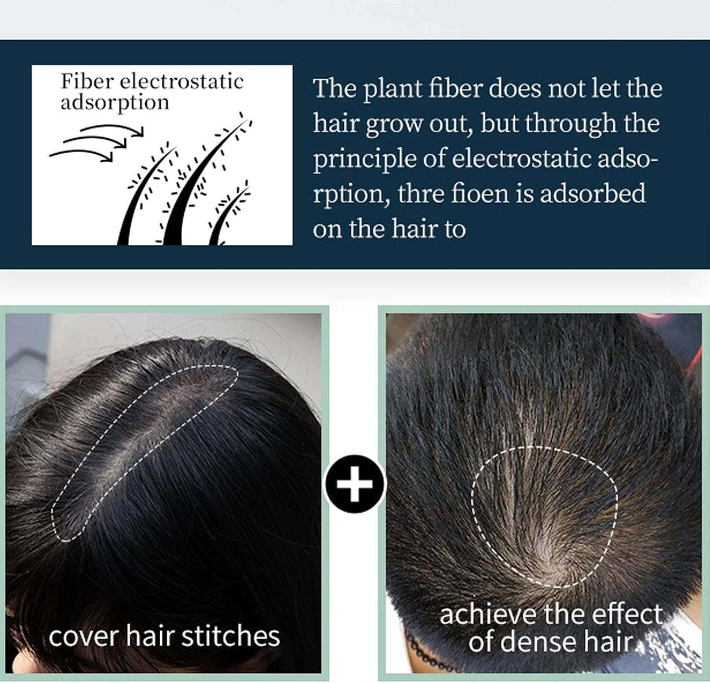 Black Hair Building Fibers - Loss Concealing Powder Spray for Thinning - Solution for Women and Men, 5.2g