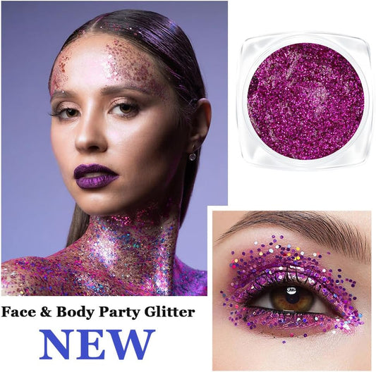 AOOWU Body and Face Glitter Makeup Gel, 6 Colors Cosmetic Reflective Chunky Glitter, Festival Hair Glitters, Body Gel Sequins Shimmer Liquid Eyeshadow, Mermaid Sequins Holographic Glitters Gels