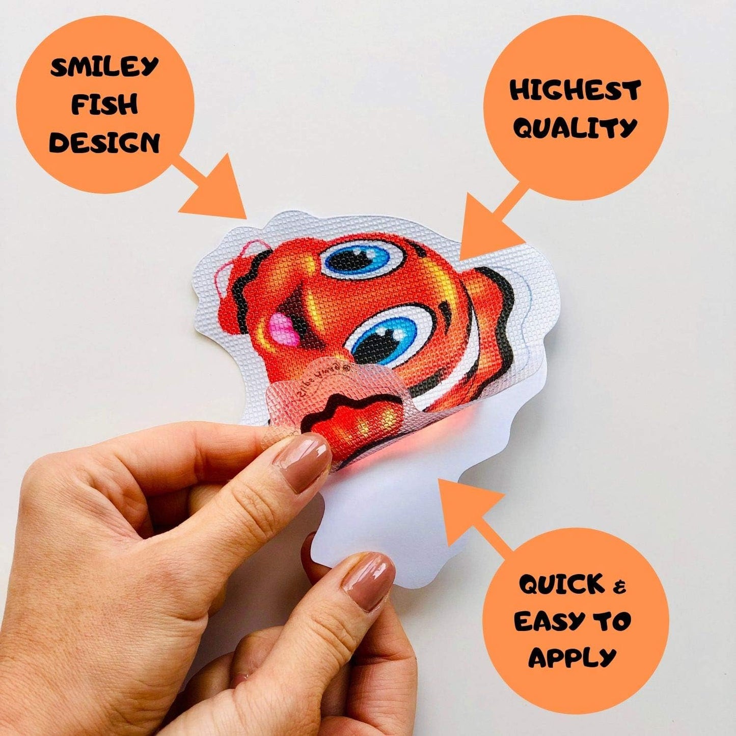 Non Slip Bath Mat Stickers - Modern fun Stylish Alternative to Rubber Suction Mat - Strong Adhesive Textured Stick on Anti Skid safety Treads for Baby Toddler Child - SLIPS AWAY® (5x Clara Clownfish)