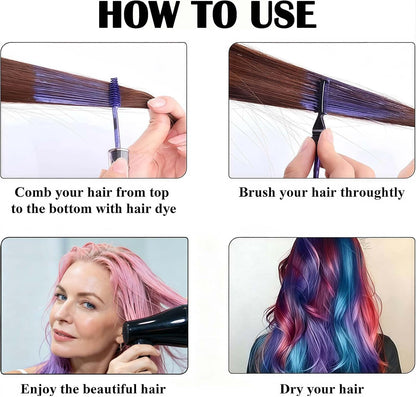 3PCS Hair Colour Spray Hairs Chalk Set, Hair Mascara, Temporary Hair/Color Spray, Mascara &amp; Hairspray Bundle - Washable Dye In Blue, Purple, Pink - Fun, For Parties &amp; Play