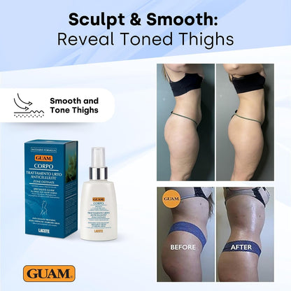 GUAM Seaweed Anti Cellulite Cream for Women with Peptides &amp; Minerals - 100ml Skin Tightening Body Cream for Stubborn Areas on Thighs, Stomach &amp; Buttocks, Firming, Hydrating &amp; Elasticity Support