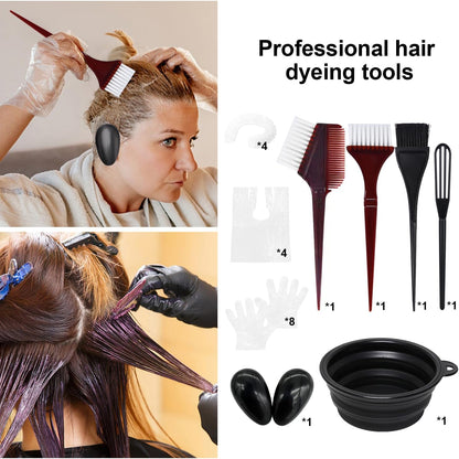 22Pcs Hair Colouring Kit, Hair Dye Bowl and Brush Set for DIY Hair Dyeing &amp; Bleaching- Includes Dye Bowl, Brush, Earmuffs, Mixing Spoon, Gloves, Shawl &amp; Shower Cap