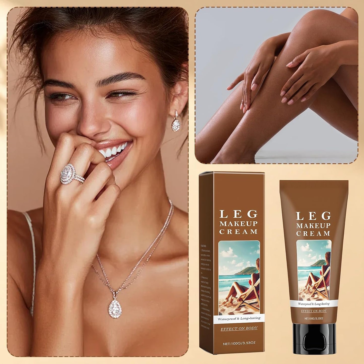 Body Coverage Perfector, Leg Makeup Waterproof No Transfer, Long-Lasting, Balances Skin, Full Coverage Foundation for Daily Wear