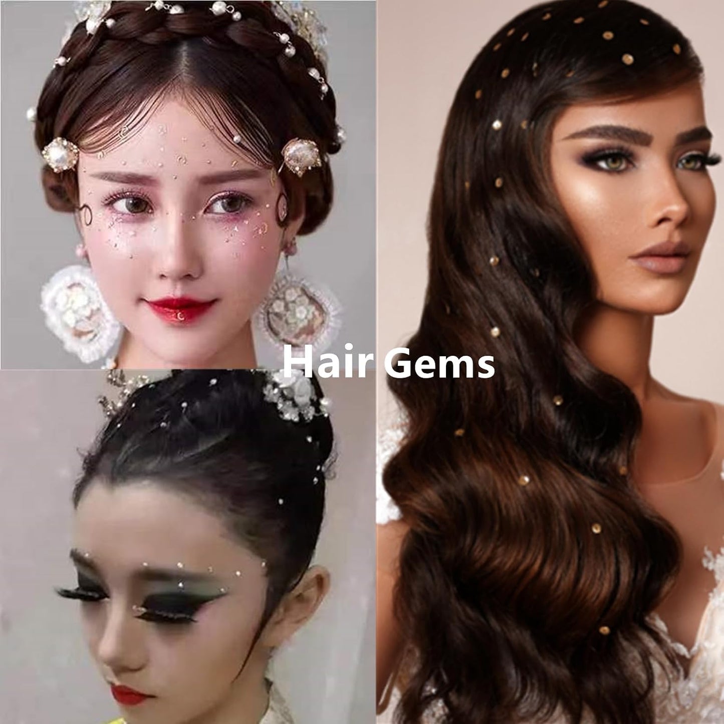 Go Ho 423 Pieces Self Adhesive Face Hair Gems Rhinestones,Body Glitter Eye Gems Diamonds Rhinestones Crystals Hair Jewels Stick on Face Jewels for Festival