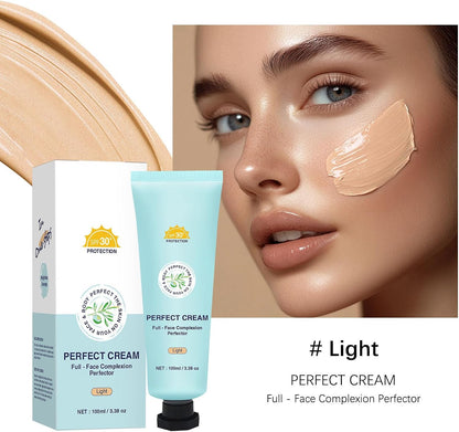 Body Coverage Perfector with SPF 30+, All-Over Complexion Perfector CC Cream, Full Coverage Foundation &amp; Concealer Cream, Waterproof, Long-Lasting for Shimmery Face &amp; Body (Light+brush)