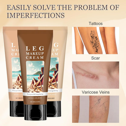 Leg Makeup Waterproof No Transfer, Leg Make Up to Cover Up Tattoo, Concealer Full Coverage for Mature Skin, Long-Lasting Leg and Body Scar Cover Up Makeup, Light Glow, Easy Application (Cocoa)