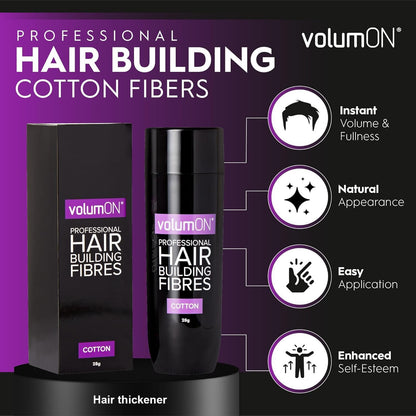 Professional Hair Building Fibres- Hair Loss Concealer- COTTON- 28g- Get Upto 30 Uses- CHOOSE FROM 8 HAIR SHADES COLOURS (Dark Brown)