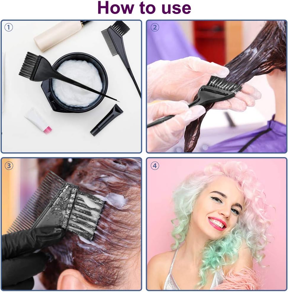 Hair Dye Kit, Hair Colouring Tools - Hair Colouring Bleach Bowl Hair Dye Brush Comb Ear Covers Glove Shower Cap Hair Clips Agitator,Professional Salon DIY Hair Dye Tools