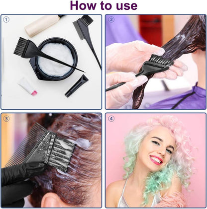 Hair Dye Kit, Hair Colouring Tools - Hair Colouring Bleach Bowl Hair Dye Brush Comb Ear Covers Glove Shower Cap Hair Clips Agitator,Professional Salon DIY Hair Dye Tools