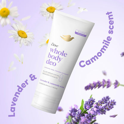 Dove Lavender &amp; Camomile Whole Body Deodorant Cream 0% aluminium deodorant with vitamin B3 for all-day odour control 75 ml