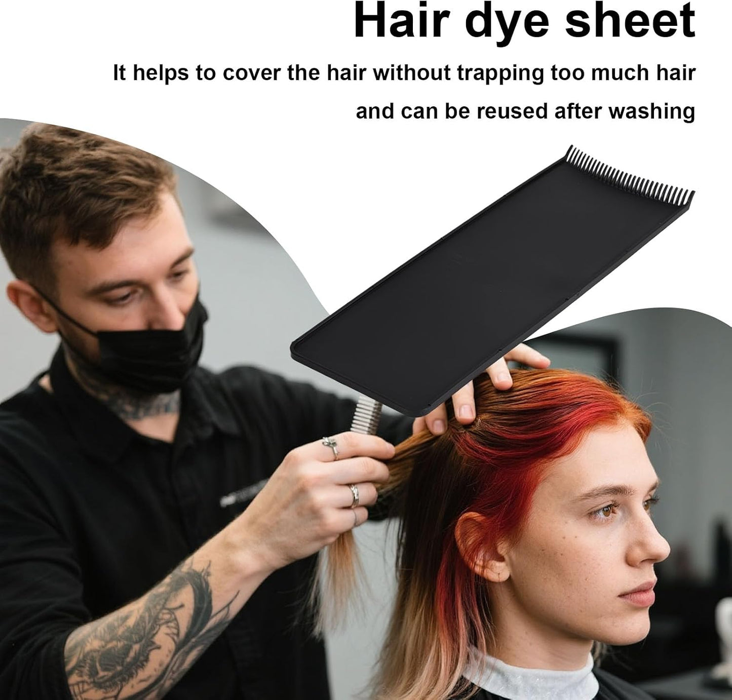 Balayage Highlighting Board with Teeth, Hair Coloring Palette Reusable Foiling Board Professional Hair Dye Tools for Stylists Salon DIY (Black)