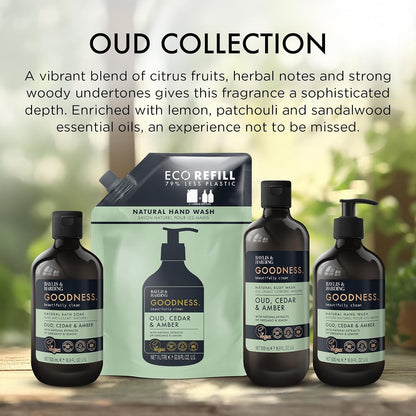 Baylis &amp; Harding Goodness Oud, Cedar &amp; Amber Natural Hand Wash, 500 ml (Pack of 3) - Vegan Friendly