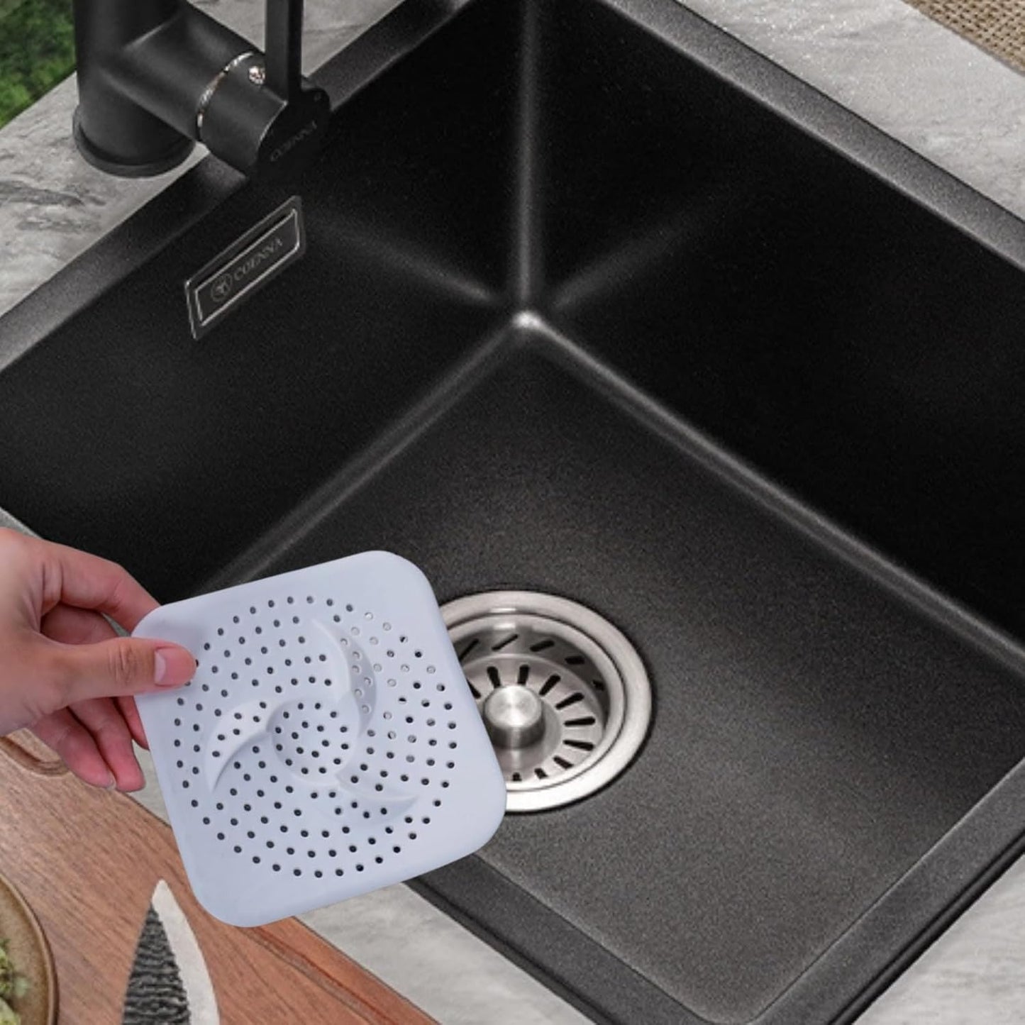 2Pcs Silicone Shower Drain Cover with Suction Cups, Hair Catcher Strainer for Sink, Bathtub, and Kitchen, Anti-Clogging Drain Protector Plug Filter - White