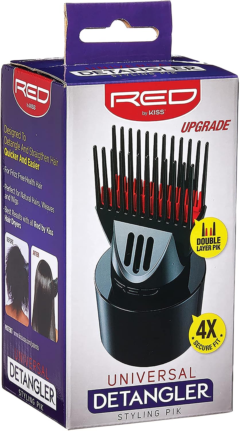 Red by Kiss Universal Detangling Blow Dryer Hair Styling Pik – Double Layer Pik Attachment for Smooth, Frizz-Free Hair – Compatible with All Hair Dryers, Wigs, Weaves &amp; Natural Hair