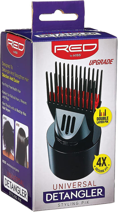 Red by Kiss Universal Detangling Blow Dryer Hair Styling Pik – Double Layer Pik Attachment for Smooth, Frizz-Free Hair – Compatible with All Hair Dryers, Wigs, Weaves &amp; Natural Hair