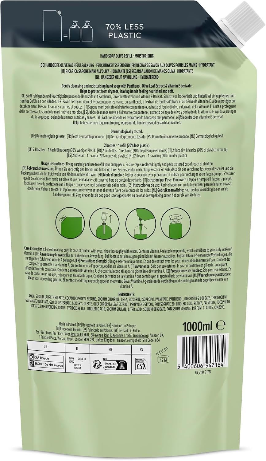 by Amazon Olive Hand Soap Refill, 2 x 1000ml