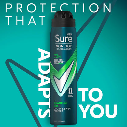 Sure Men Anti-perspirant Deodorant Aerosol Quantum Dry Nonstop Protection 250 ml