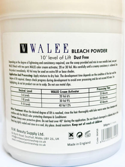 Walee Blue Bleach Powder Dust Free 10 High Lift Hair Bleach, Colour Remover, Pack of 1