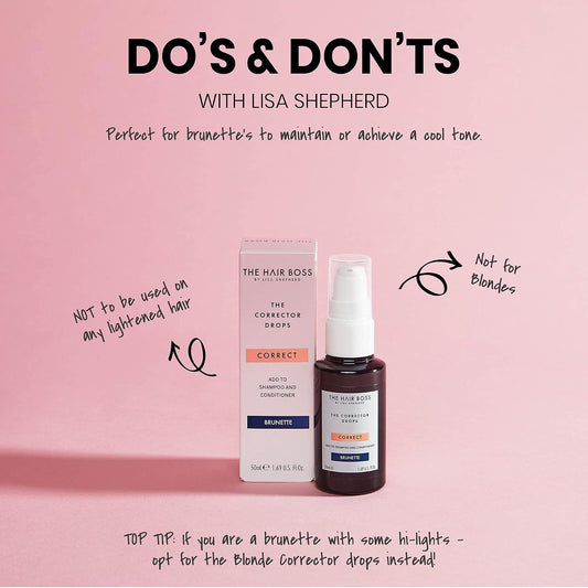 THE HAIR BOSS BY LISA SHEPHERD Brunette Corrector Drops to Add to Shampoo and Conditioner, 50ml