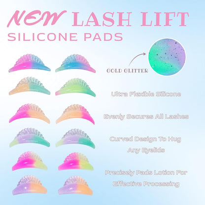 Lash Lift and Tint Kit, Brow Lamination Kit &amp; Lash Lift Kit, 2-in-1 At-Home Salon Eyelash Perming Kit, Tubular Design, 6 Pads for All Eye Shapes, Complete Step-by-Step Guide(Black)