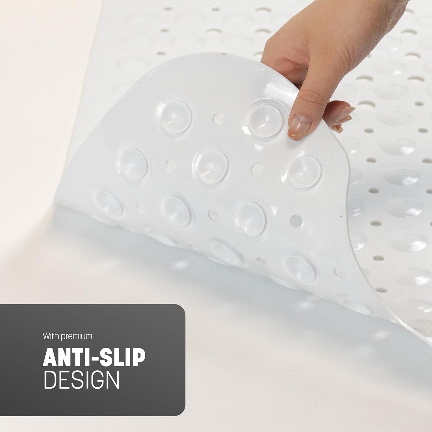 KEPLIN Premium Non-Slip Bath Mat - 200 Suction Cups, BPA, Latex Free, Mildew Resistant, Machine Washable - Safe, Durable &amp; Comfortable for Bathroom Tubs (White, Bath, 100 x 40cm)