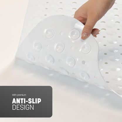 KEPLIN Premium Non-Slip Bath Mat - 200 Suction Cups, BPA, Latex Free, Mildew Resistant, Machine Washable - Safe, Durable &amp; Comfortable for Bathroom Tubs (White, Bath, 100 x 40cm)