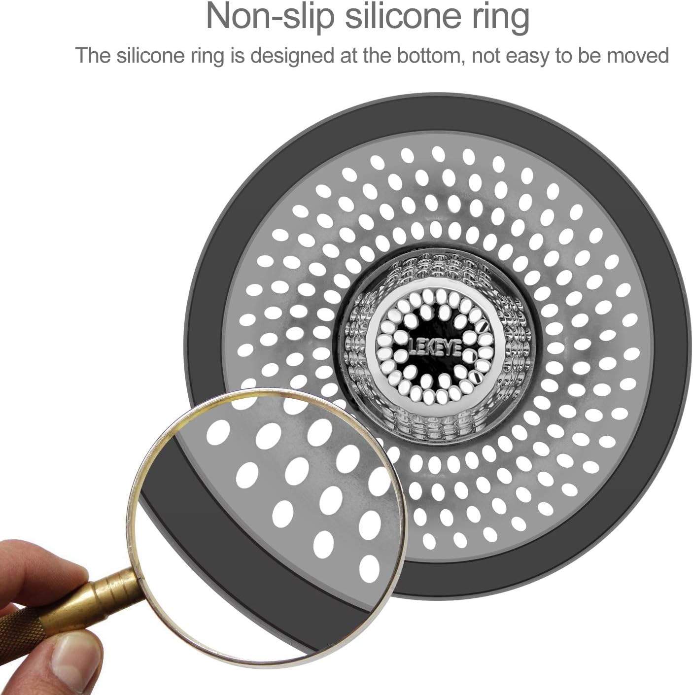 LEKEYE Drain Hair Catcher/Bathtub Shower Drain Hair Trap/Strainer Stainless Steel Drain Protector