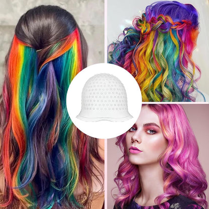 Highlight Hair Cap,Silicone Highlighting Cap with Hook Needles Reusable bleach Caps Hair Dye Comb Dyeing Highlight Caps Hook Hairdressing Salon for Long Hair Short Hair