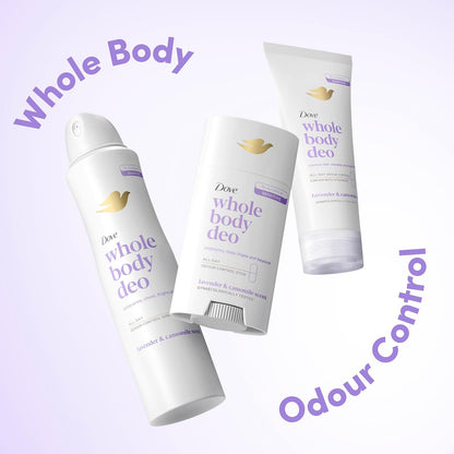 Dove Lavender &amp; Camomile Whole Body Deodorant Spray 0% aluminium deodorant for all-day odour control 150 ml