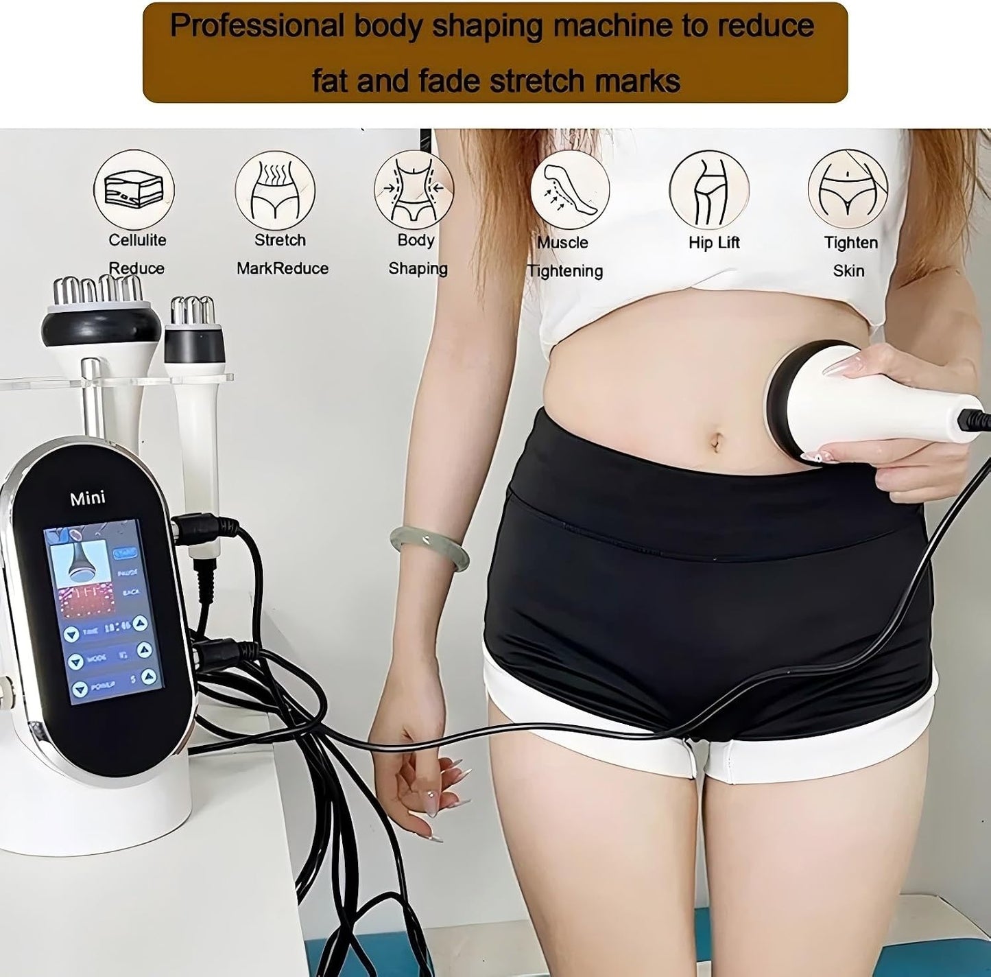 4 in 1 Body Shaper Sculpting Beauty Machine Skin Care Tool Radio Frequency Cavitation Vacuum Multipole Device Salon Spa Equipment Home Use Massager for Arm Waist