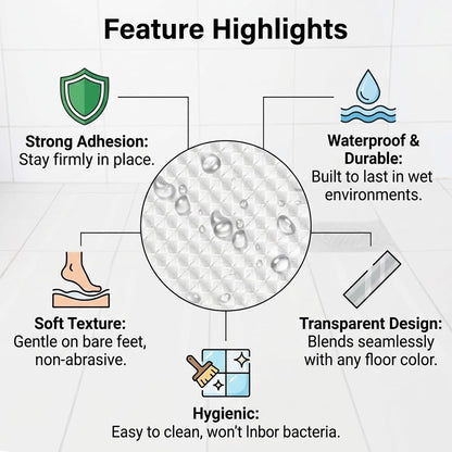 36 Pcs Anti Slip Bath Stickers, Clear Self Adhesive Non Slip Shower Strips, Safety Bathtub Treads for Baby Elderly, Waterproof Grip Decals for Bathroom Floors Stairs, Hygienic Mat Alternative