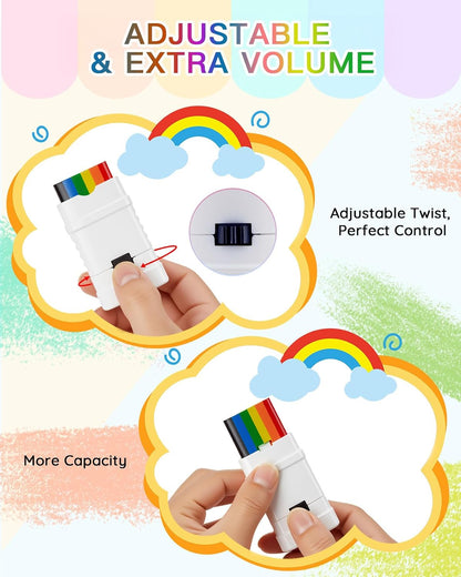 Rainbow Pride Makeup Kit - 1 Reusable Face Paint Sticks (100+ Uses) + 5 Tattoos | Gentle Formula for Sensitive Skin | LGBTQ+ Parade &amp; Festival Essentials