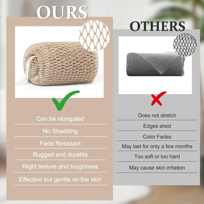 1 Pack African Net Sponge Authentic with Knots, Colourfast Exfoliating Body and Back Scrubber Set, Extra Long Quick-Dry Shower Nets with Thick Ropes, Gift Box